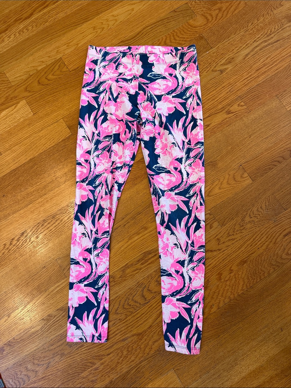 Lilly Pulitzer Navy Leggings with Pink Floral Print